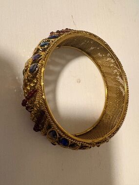 Gold-Tone Multicolor Crystal Mesh Bangle Bracelet